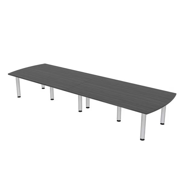 10Ft Arc Rectangle Conference Room Table with Silver Post Legs, 10 Person Table, Asian Night, Skutchi Designs, Mfr#: HAR-AREC-46119-PT-AN